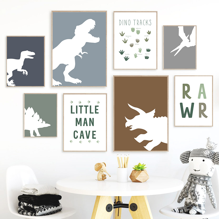 Baby Nursery Quotes - (ภาพวาดบนผืนผ้าใบ 2 มิติ) จูราสสิค ไดโนเสาร์ ไทแรนโนซอรัส
