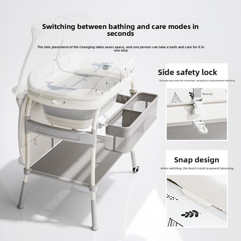Baby Nursery Furniture - เบบี้ฟอนด์ โต๊ะเปลี่ยนผ้าอ้อมเด็ก 3-in-1 โต๊ะดูแลเด็กพร้อมอ่างอาบน้ำแบบมัลติฟังก์ชัน เปลี่ยนผ้าอ้อมแบบสัมผัส พกพาสะดวก