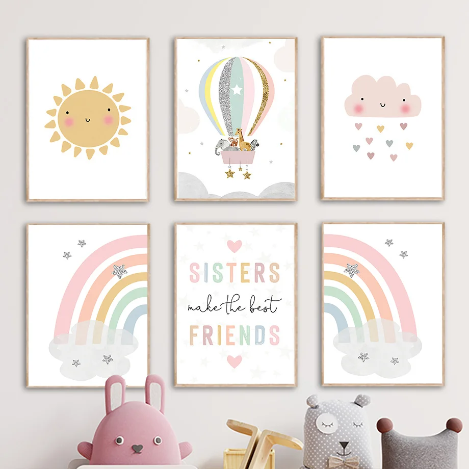 Baby Nursery Fabric - ยีราฟ ช้าง บอลลูนลมร้อน ดวงอาทิตย์ สายรุ้ง ห้องเด็ก