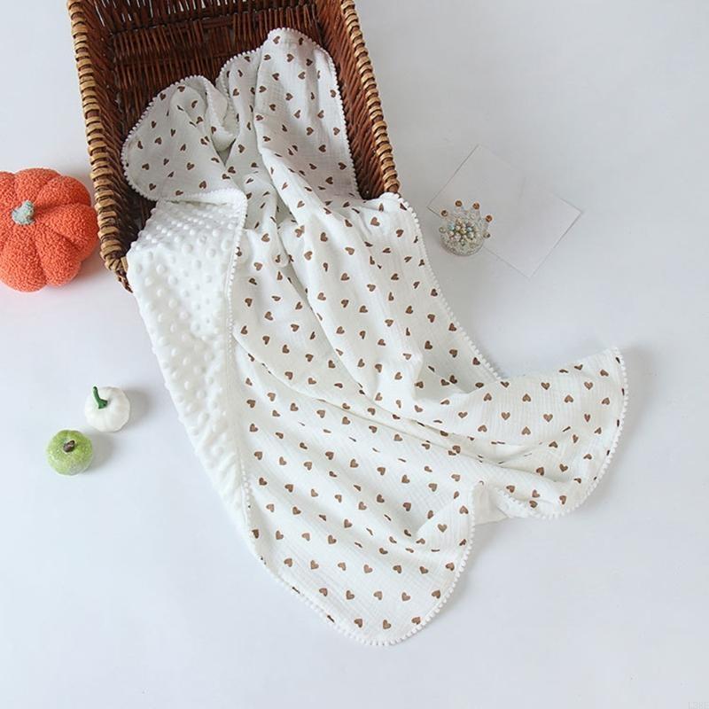 Baby Boy Nursery Quilt - L38E นุ่มเนอสเซอรี่ผ้าห่มเตียงโยนเด็กรับผ้าห่มเด็กผ้านวมผ้าฝ้ายด้านหน้า Dotted ขนแกะ Backing
