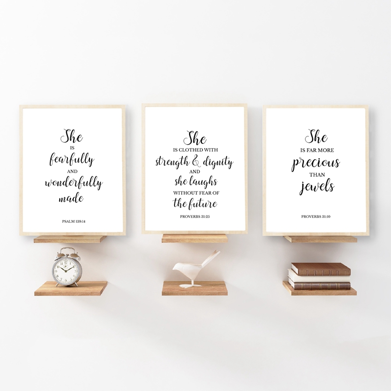 Baby Nursery Quotes - ข้อพระคัมภีร์อ้างคริสเตียนWall Artภาพวาดผ้าใบพระคัมภีร์สดุดีโปสเตอร์และพิมพ์ภาพเด็กสาวเนอสเซอรี่Art Wall Decor