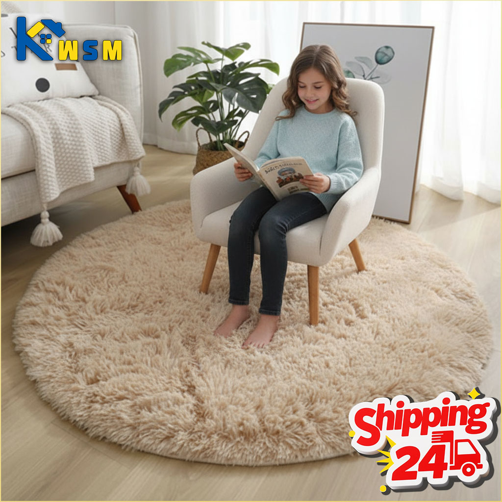 Baby Nursery Mat - พรมขนปุยนุ่มพิเศษทรงกลม สำหรับตกแต่งห้องนั่งเล่น ห้องนอนแสนสบาย ห้องเด็กอ่อน ห้องเด็ก ปูพื้นบ้าน