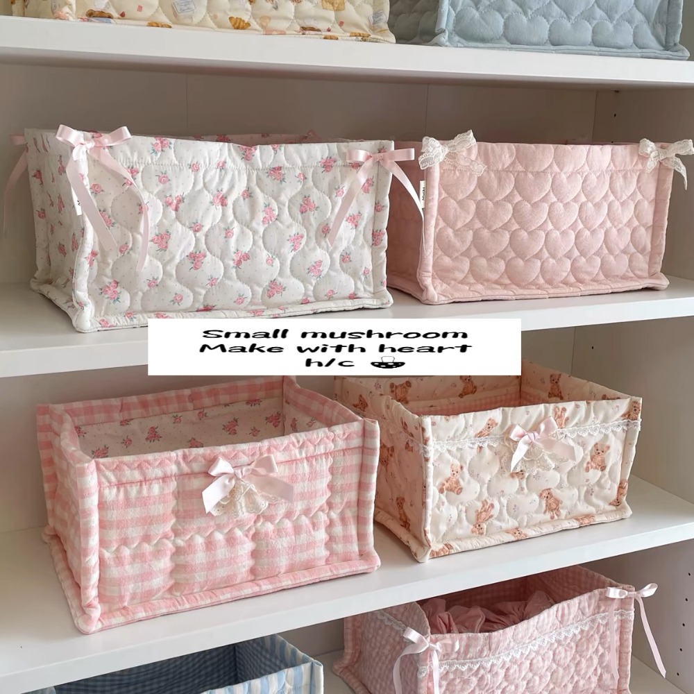 Storage Basket Fabric - ตะกร้าเก็บของตั้งโต๊ะน่ารัก ดีไซน์สวยงาม ใช้เก็บขนมและของจิปาถะ กล่องเก็บของและกระเป๋าจัดระเบียบ