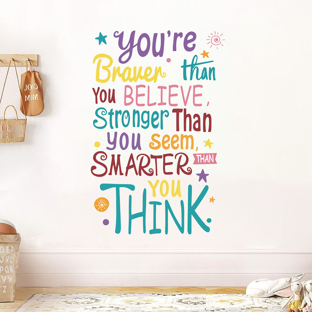 Baby Nursery Quotes - คุณกล้าหาญ ฉลาด แข็งแกร่ง สโลแกน สติ๊กเกอร์ติดผนัง ห้องเด็ก