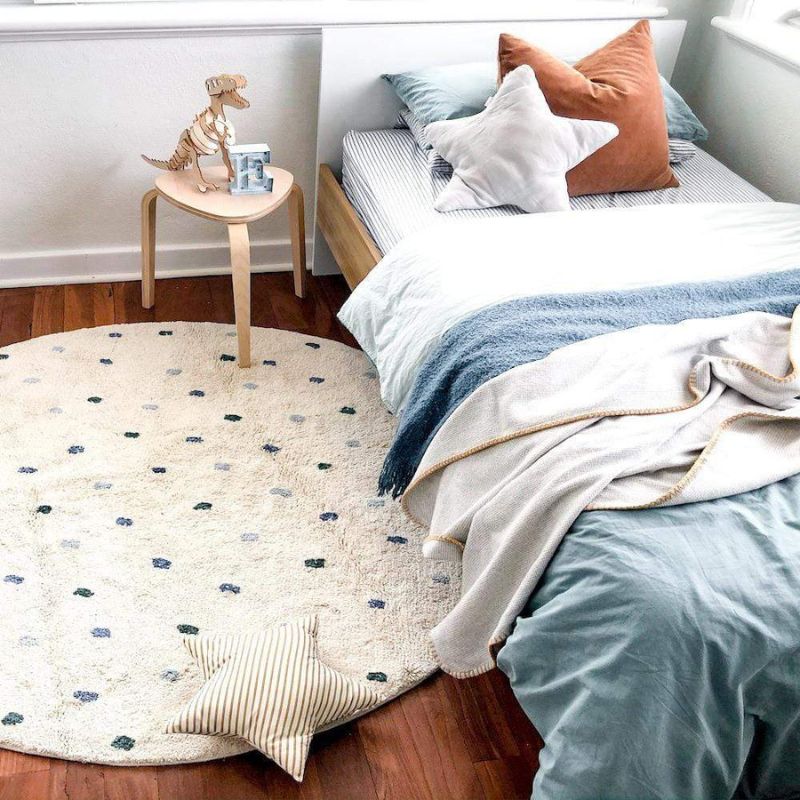 Baby Nursery Fabric - พรมขนนุ่มลายจุดสำหรับห้องนั่งเล่นพรมสำหรับเลี้ยงเด็กแบบกลมมีขนพรมสำหรับเด็กในห้องนอนพรมสำหรับเด็กนุ่มของขวัญวันคริสต์มาสสำหรับเด็ก