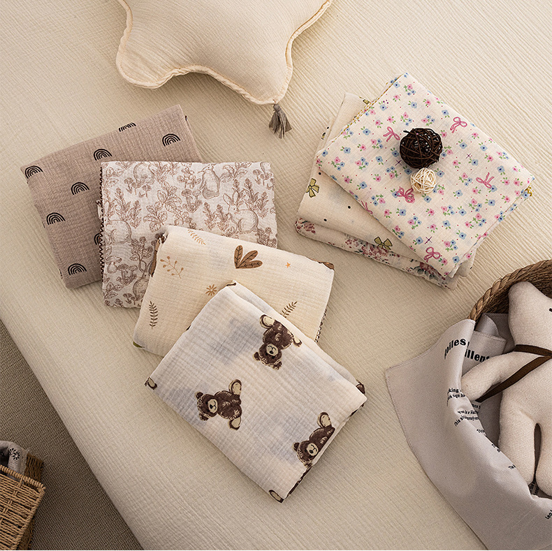 Baby Boy Nursery Quilt - ผ้าห่มห่อตัวเด็กทารก ลายดอกไม้ ผ้ามัสลิน สำหรับเด็กผู้ชายและเด็กผู้หญิง ผ้าห่มสำหรับเด็กแรกเกิด ผ้าห่มห่อตัวเด็ก