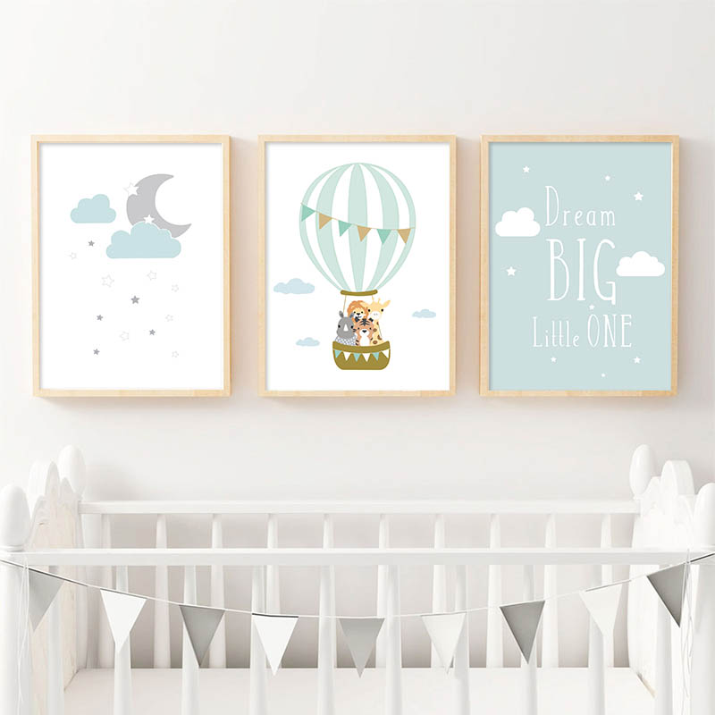 Baby Nursery Quotes - โปสเตอร์ตกแต่งห้องเด็ก ลายบอลลูนพระจันทร์ ภาพพิมพ์บนผ้าแคนวาส คำคมสร้างแรงบันดาลใจ ภาพวาดสไตล์นอร์ดิก ตกแต่งห้องนอนเด็ก