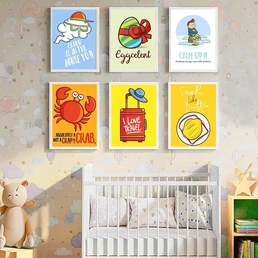 Baby Nursery Quotes - ภาพพิมพ์บนผ้าใบลายการ์ตูนน่ารักตลกๆ สำหรับตกแต่งผนังห้องเด็ก ห้องนอนเด็ก ของตกแต่งบ้าน