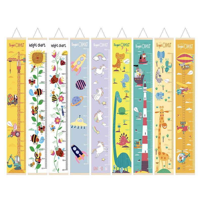 Baby Nursery Fabric - ชายหญิง Growth แผนภูมิไม้กรอบผ้าใบความสูงวัดไม้บรรทัดสำหรับเด็ก Room Wall Decor