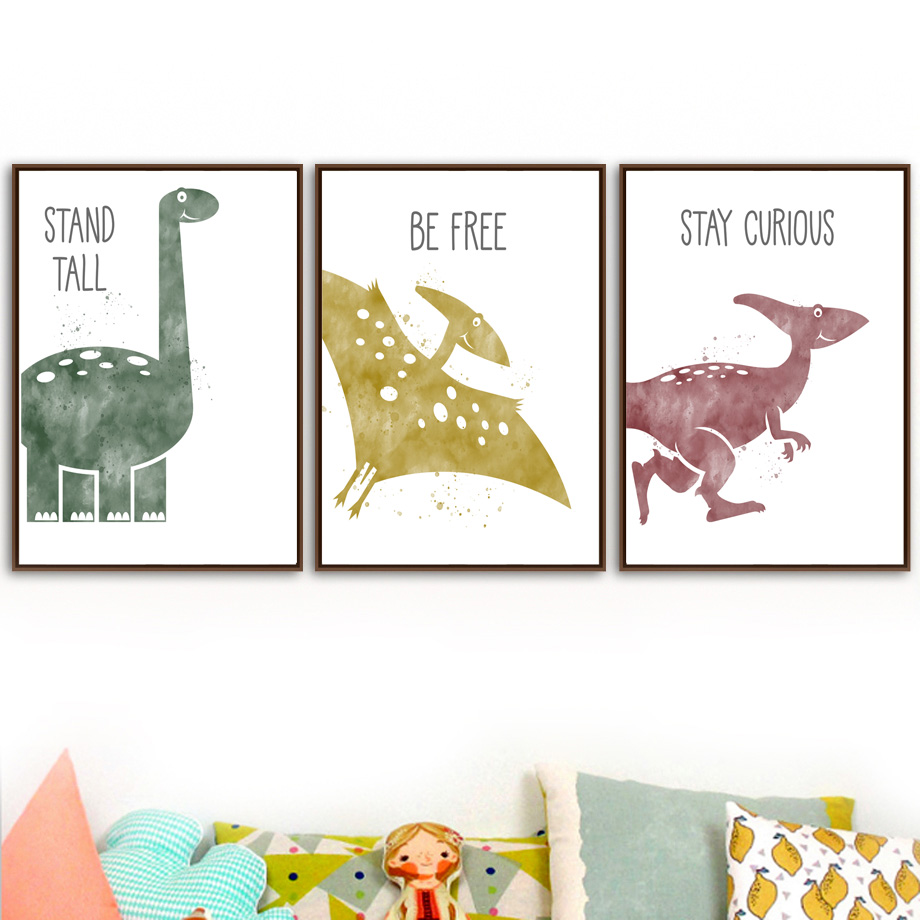 Baby Nursery Quotes - โปสเตอร์และภาพพิมพ์ลายการ์ตูนไดโนเสาร์น่ารัก สไตล์นอร์ดิก สำหรับตกแต่งผนังห้องเด็ก ภาพวาดบนผ้าใบสำหรับตกแต่งห้องเด็กอ่อน