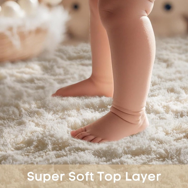 พรมกลมสีครีมขาว นุ่มฟู ขนยาว ส - Baby Nursery Mat บทวิจารณ์และราคา