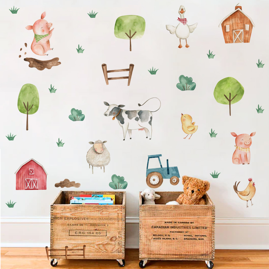 Boho ภาพสีน้ำน่ารักติดฟาร์มสัต - Baby Nursery Furniture บทวิจารณ์และราคา