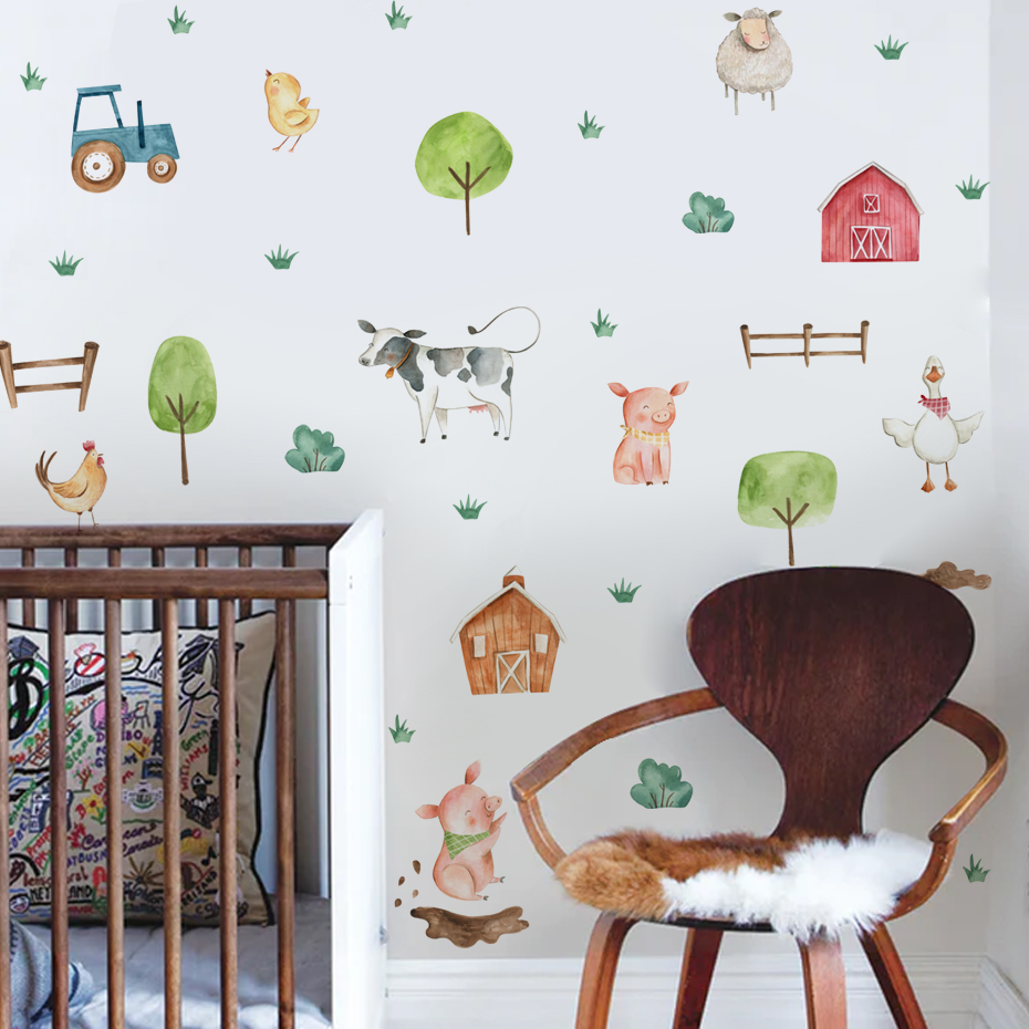 Boho ภาพสีน้ำน่ารักติดฟาร์มสัต - Baby Nursery Furniture บทวิจารณ์และราคา