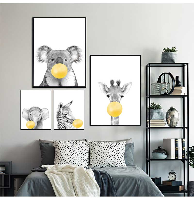 ภาพพิมพ์โปสเตอร์ติดผนังลายสัตว - Baby Nursery Yellow Walls บทวิจารณ์และราคา