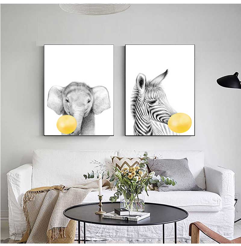 ภาพพิมพ์โปสเตอร์ติดผนังลายสัตว - Baby Nursery Yellow Walls บทวิจารณ์และราคา