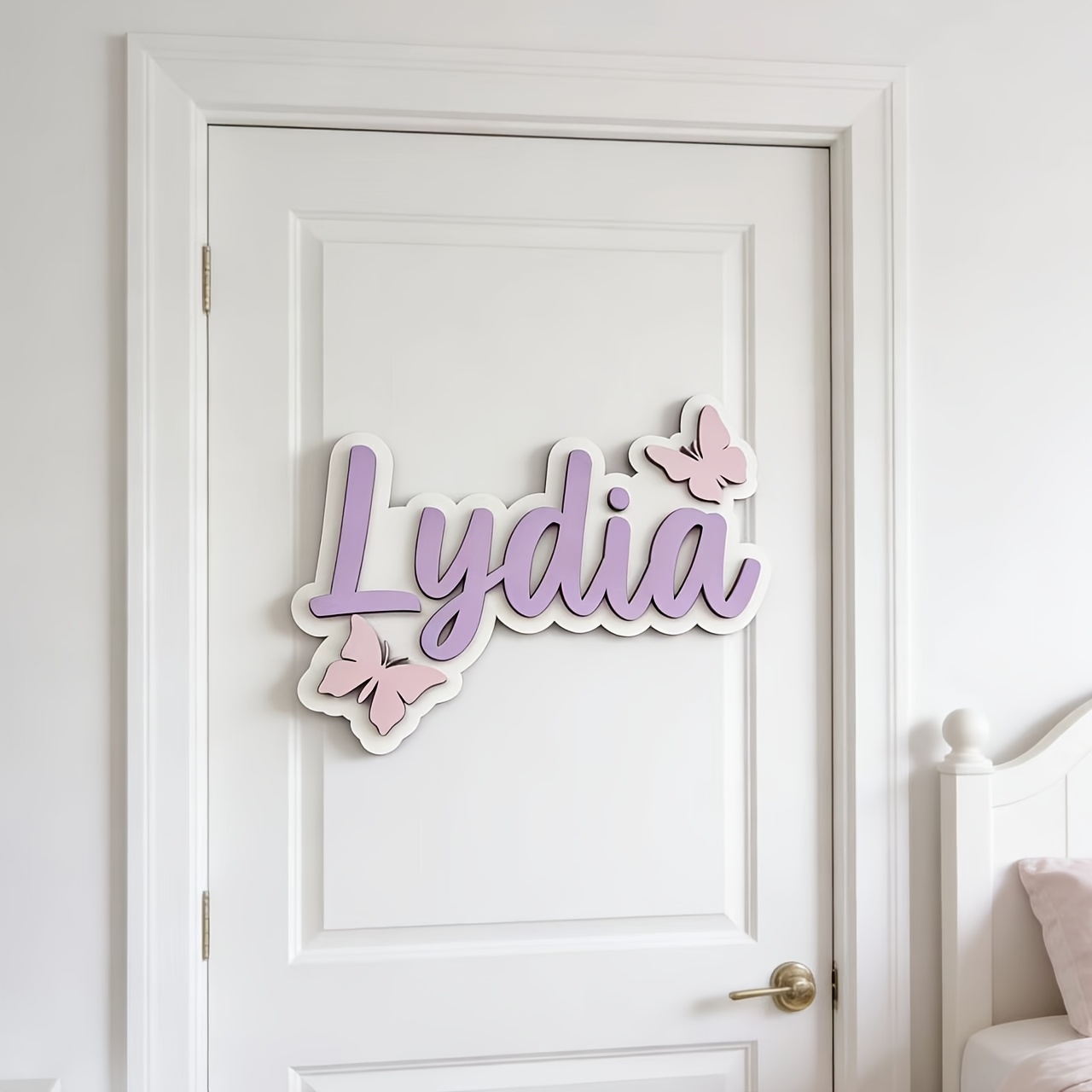 ป้ายชื่อห้องรูปผีเสื้อสีฟ้าและ - Baby Nursery Name Sign บทวิจารณ์และราคา