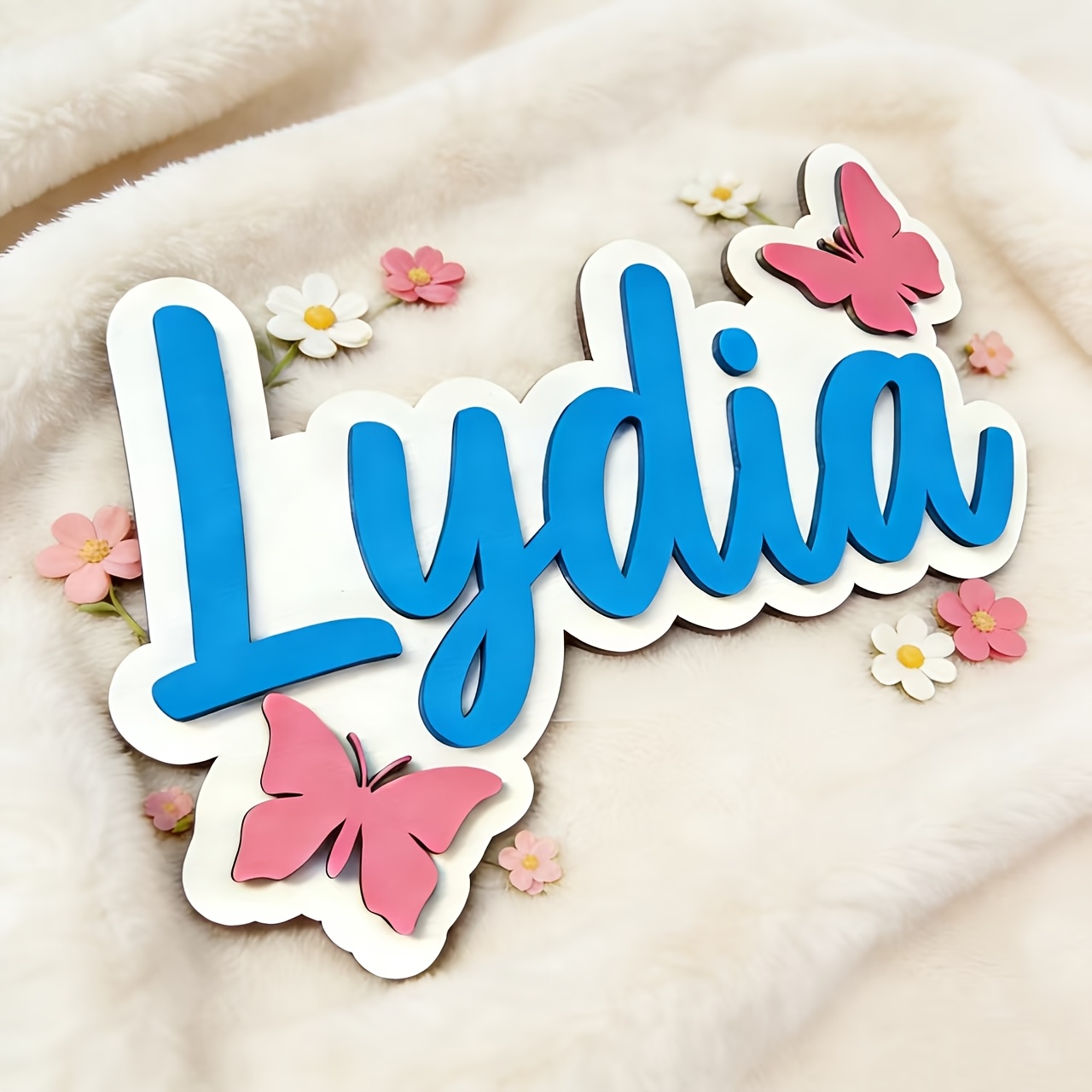 ป้ายชื่อห้องรูปผีเสื้อสีฟ้าและ - Baby Nursery Name Sign บทวิจารณ์และราคา