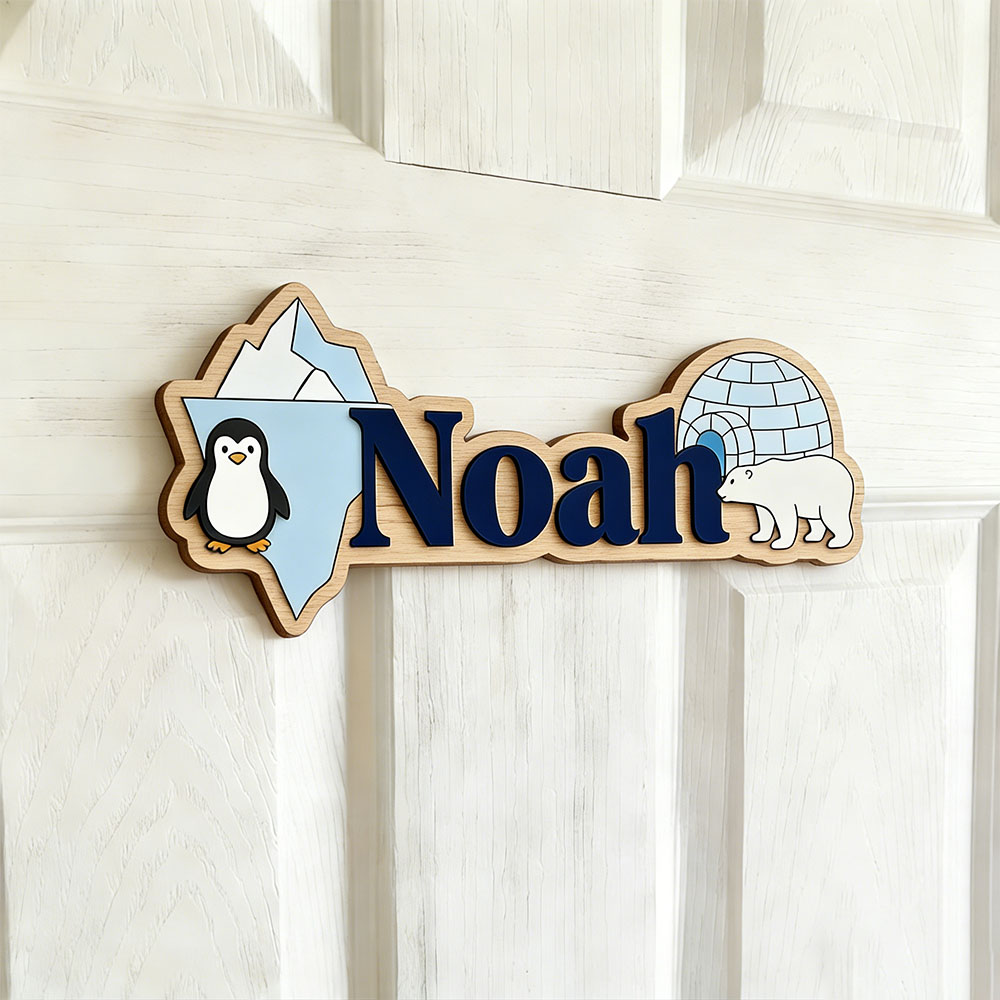 ป้ายชื่อสั่งทำรูปเพนกวินอาร์กต - Baby Nursery Name Sign บทวิจารณ์และราคา