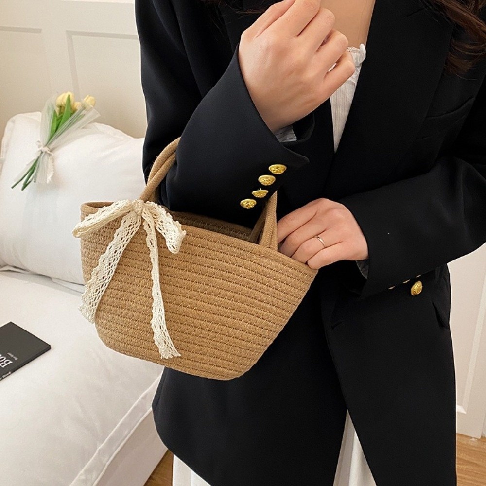 กระเป๋าผ้าฝ้ายทอมือทรงถัง สีพื - Storage Basket Fabric บทวิจารณ์และราคา