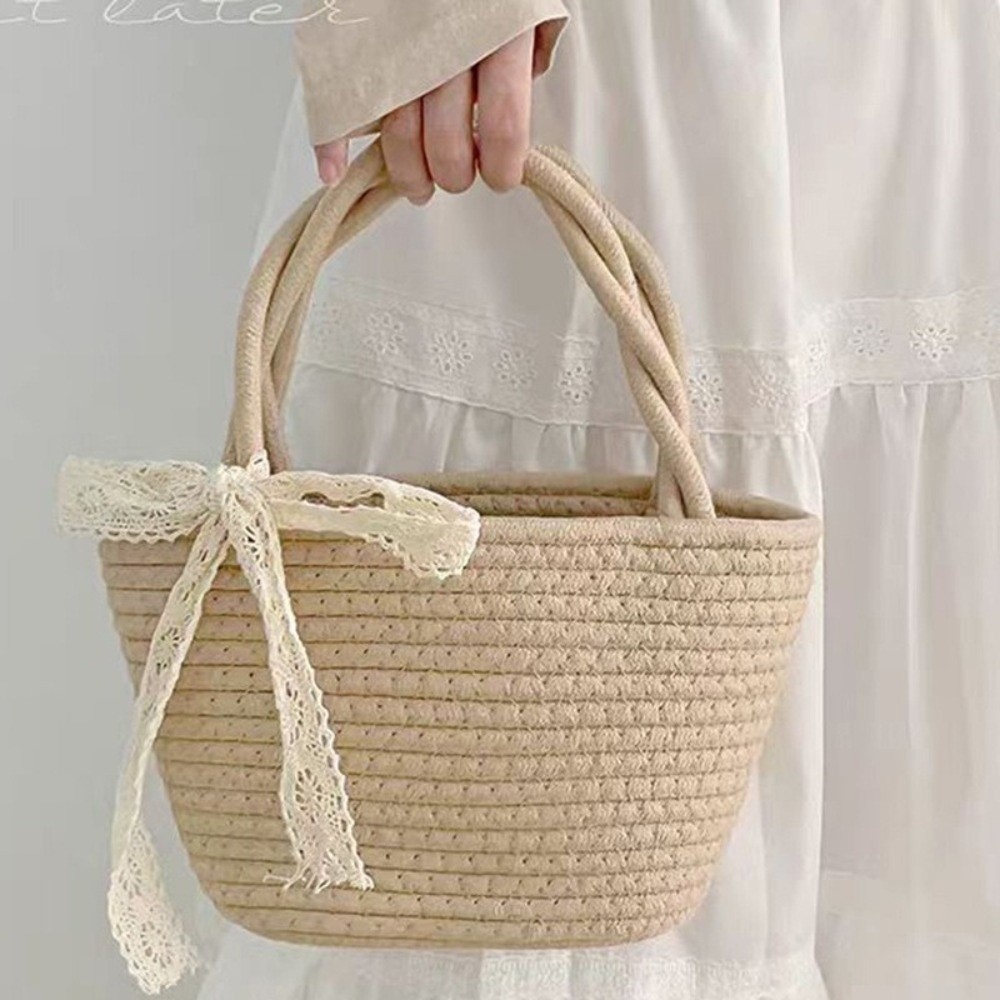 กระเป๋าผ้าฝ้ายทอมือทรงถัง สีพื - Storage Basket Fabric บทวิจารณ์และราคา
