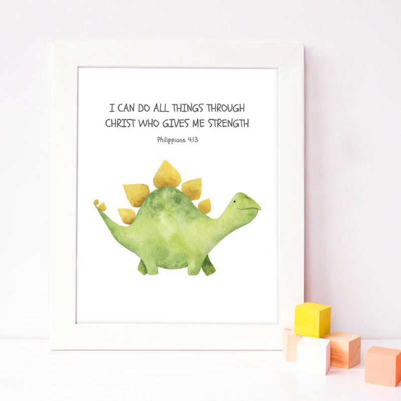 เด็กข้อพระคัมภีร์อ้างพิมพ์ไดโน - Baby Nursery Quotes บทวิจารณ์และราคา