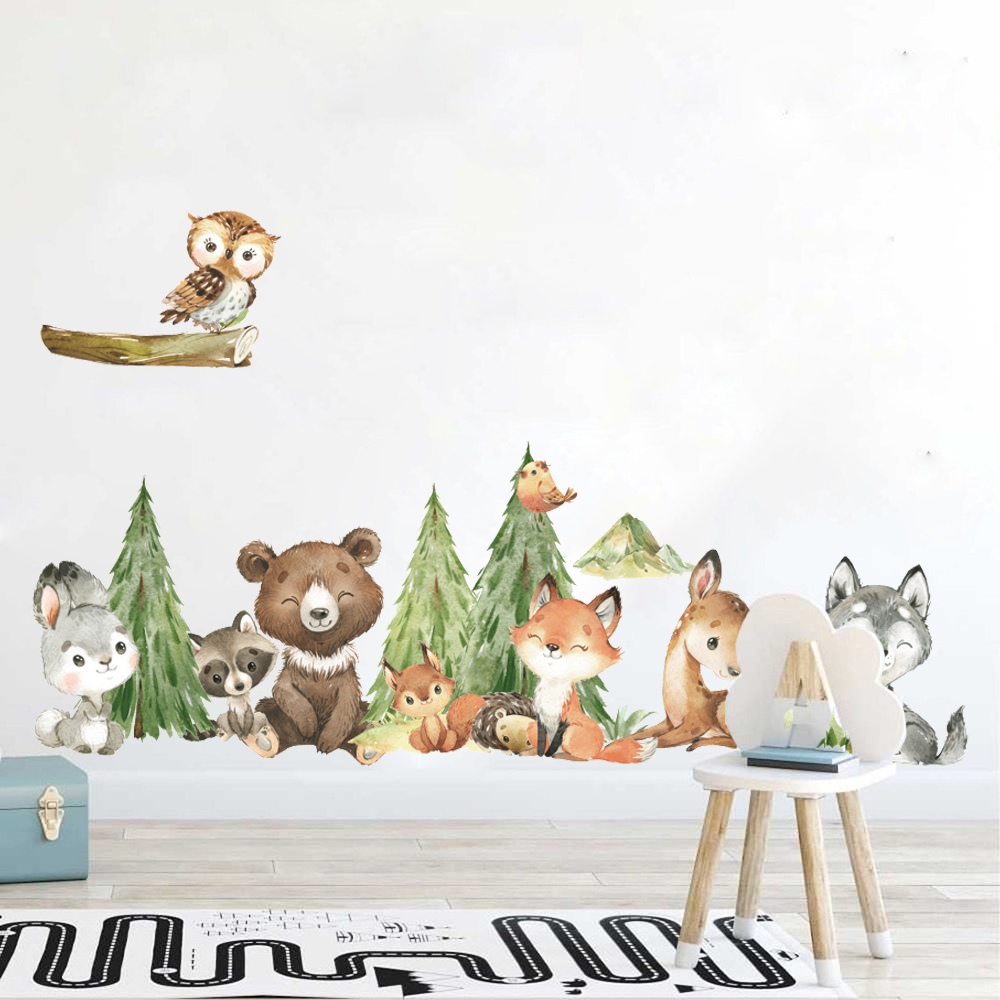 การ์ตูนสัตว์ป่าสติ๊กเกอร์ติดผน - Baby Nursery Furniture บทวิจารณ์และราคา