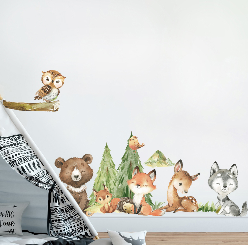 การ์ตูนสัตว์ป่าสติ๊กเกอร์ติดผน - Baby Nursery Furniture บทวิจารณ์และราคา