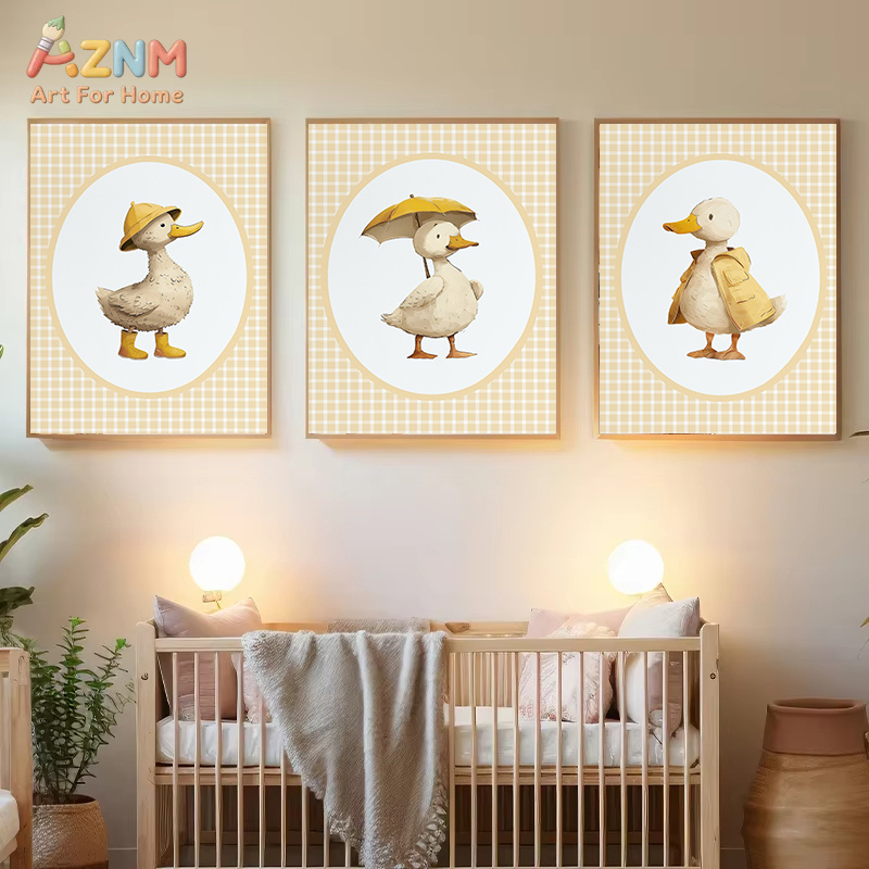 AZNM ภาพตกแต่งผนังผ้าแคนวาสลาย - Baby Nursery Yellow Walls บทวิจารณ์และราคา