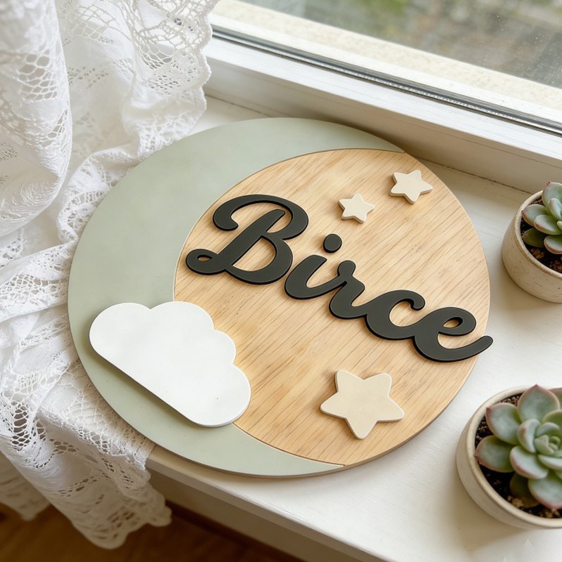 ป้ายชื่อไม้แบบกำหนดเอง, ตกแต่ง - Baby Nursery Name Sign บทวิจารณ์และราคา