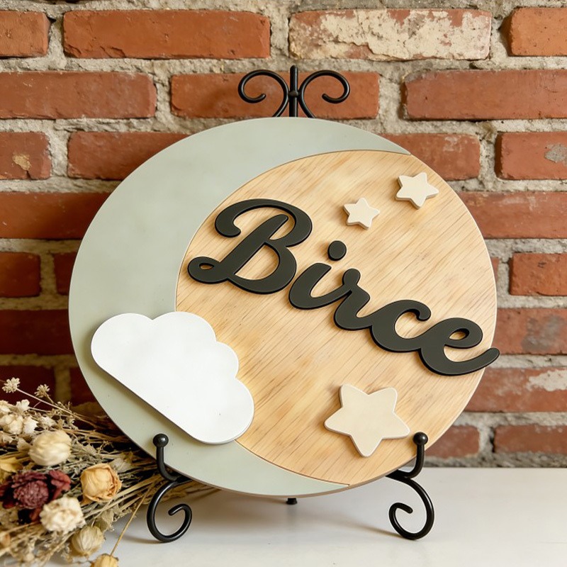 ป้ายชื่อไม้แบบกำหนดเอง, ตกแต่ง - Baby Nursery Name Sign บทวิจารณ์และราคา