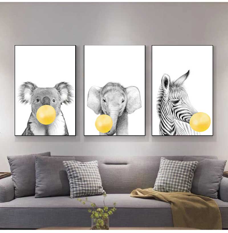 ภาพพิมพ์บนผ้าใบแบบไม่มีกรอบ 1  - Baby Nursery Yellow Walls บทวิจารณ์และราคา