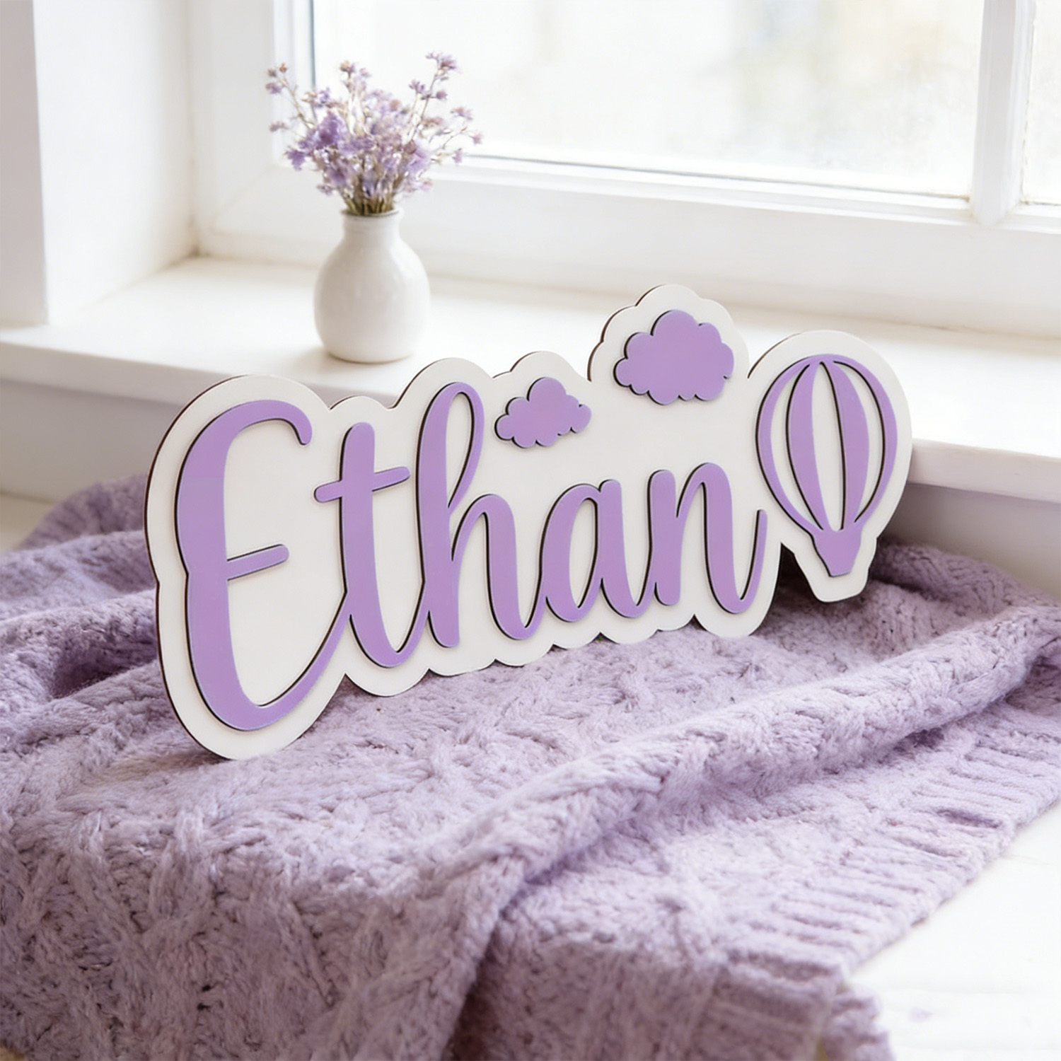 ป้ายชื่อห้องรูปบอลลูนลมร้อนและ - Baby Nursery Name Sign บทวิจารณ์และราคา