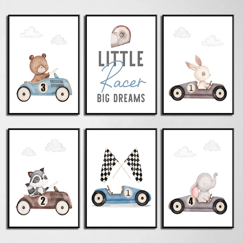 รถแข่งวินเทจ สัตว์ กระต่าย หมี - Baby Nursery Vintage บทวิจารณ์และราคา