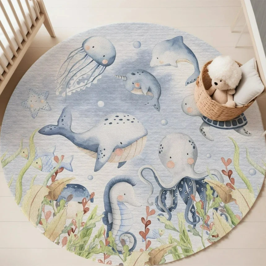 พรมลายสัตว์ทะเลสีฟ้า สำหรับห้อ - Baby Nursery Mat บทวิจารณ์และราคา